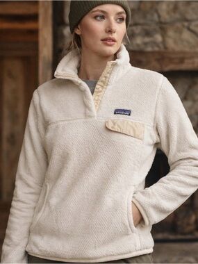 Patagonia Re-Tool Snap-T Pullover XS White Fleece Cozy Jacket
